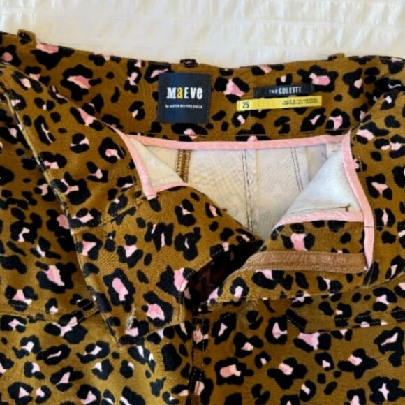 Maeve Anthropologie The Colette Crop Wide Leg Ponte Pants Leopard Size 25 - Picture 6 of 6